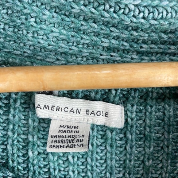 American Eagle Knit Turtleneck Pullover Sweater Slouchy Teal Green Size Medium - Picture 3 of 5
